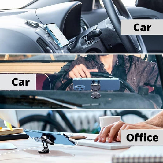 6102 360 Degree Rotating Magnetic Car Phone Holder  Metal Folding Car Phone Holder  New Alloy Folding Magnetic Car Phone Holder (Pack Of 1) - Zidbik