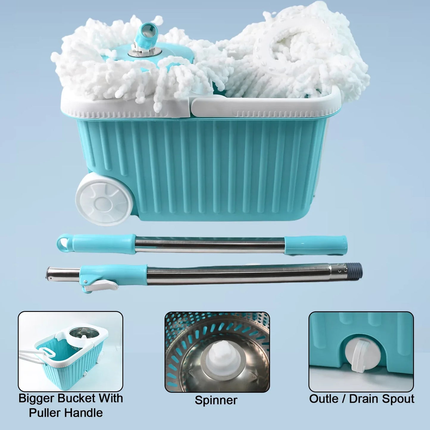 Apex Magic 360 Spin Mop Cleaning System With Stainless Steel Spinner - Zidbik
