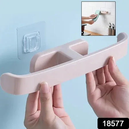 Bathroom Towel Slipper Hanging Rack Self Adhesive Wall Mounted (1 Pc) - Zidbik
