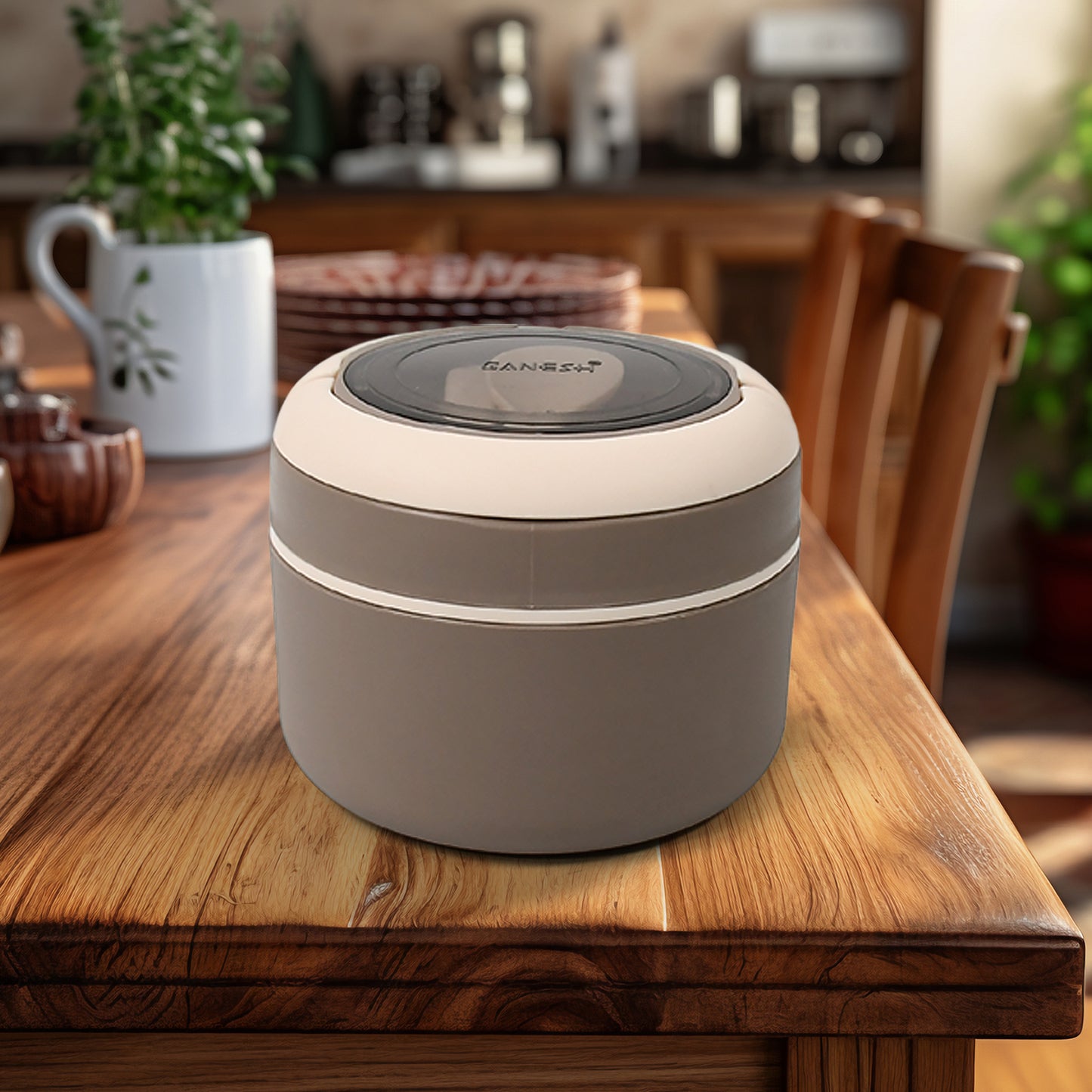 8716 Ganesh Cresta Food Insulated Airtight Leak-proof Lunch Box With Spoon For Office School Picnic (1pc) - Zidbik