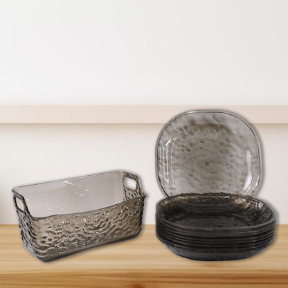 Plastic Household Plates Dinner Plates Dish Tray Skewer Bone Plate Set (10 Pcs Set) - Zidbik