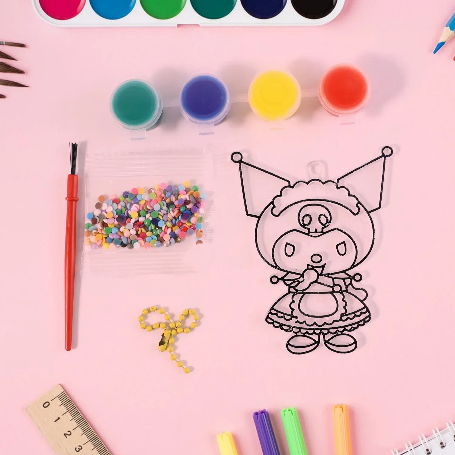 Kids Paint Coloring Craft Activity Set With Beads (Mix Design 1 Set) - Zidbik