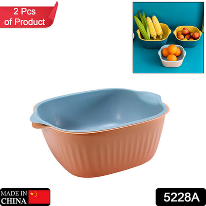 5228a  Kitchen Bowl Plastic Washing Bowl And Strainer Drainer Basket For Home  Kitchen Use - Zidbik
