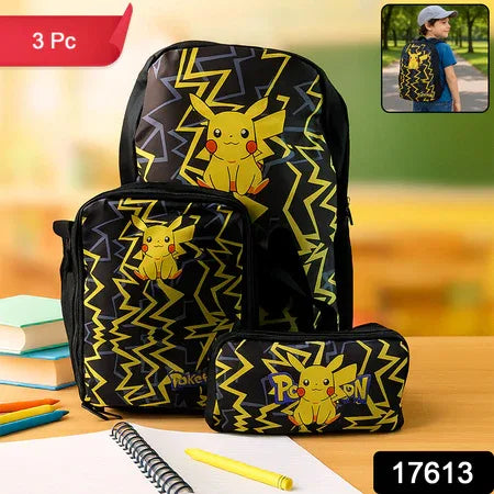 Cartoon Character School Bag Combo Set For Kids (3 Pc) - Zidbik