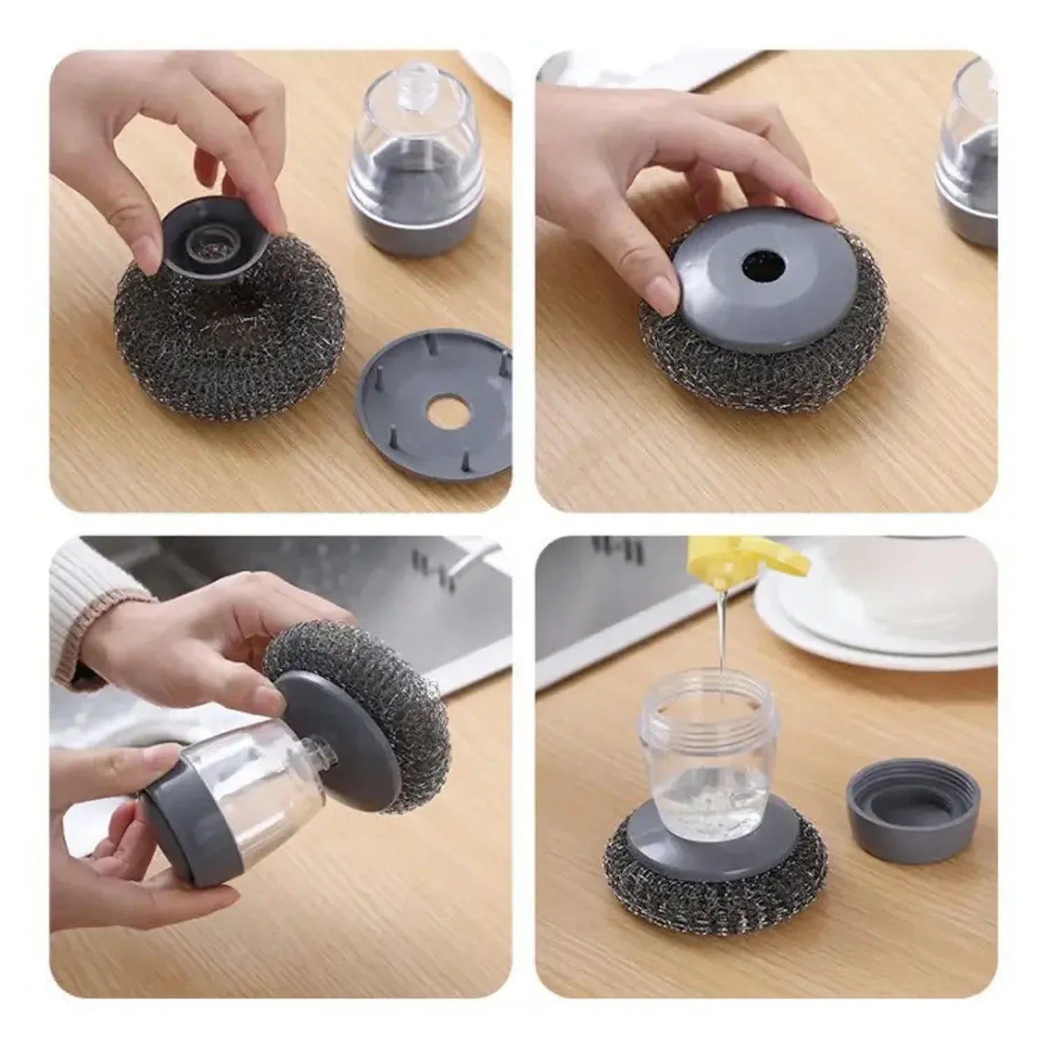 4921 Soap Dispensing Palm Brush Washing Liquid Dish Brush Soap Pot Utensils With Dispenser Cleaning - Zidbik