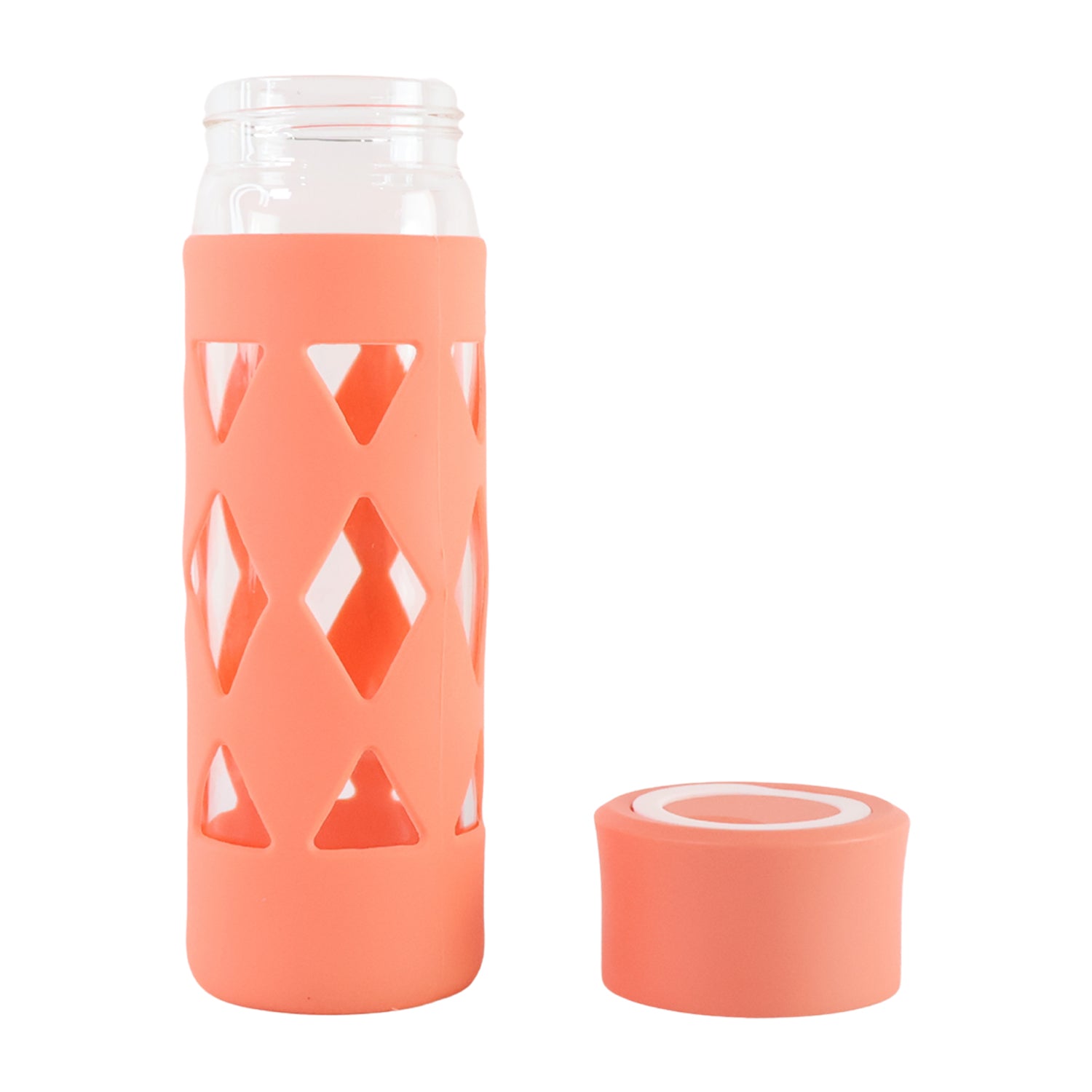 Glass Water Bottle With Protective Sleeve - (1 Pc  480 Ml) - Zidbik