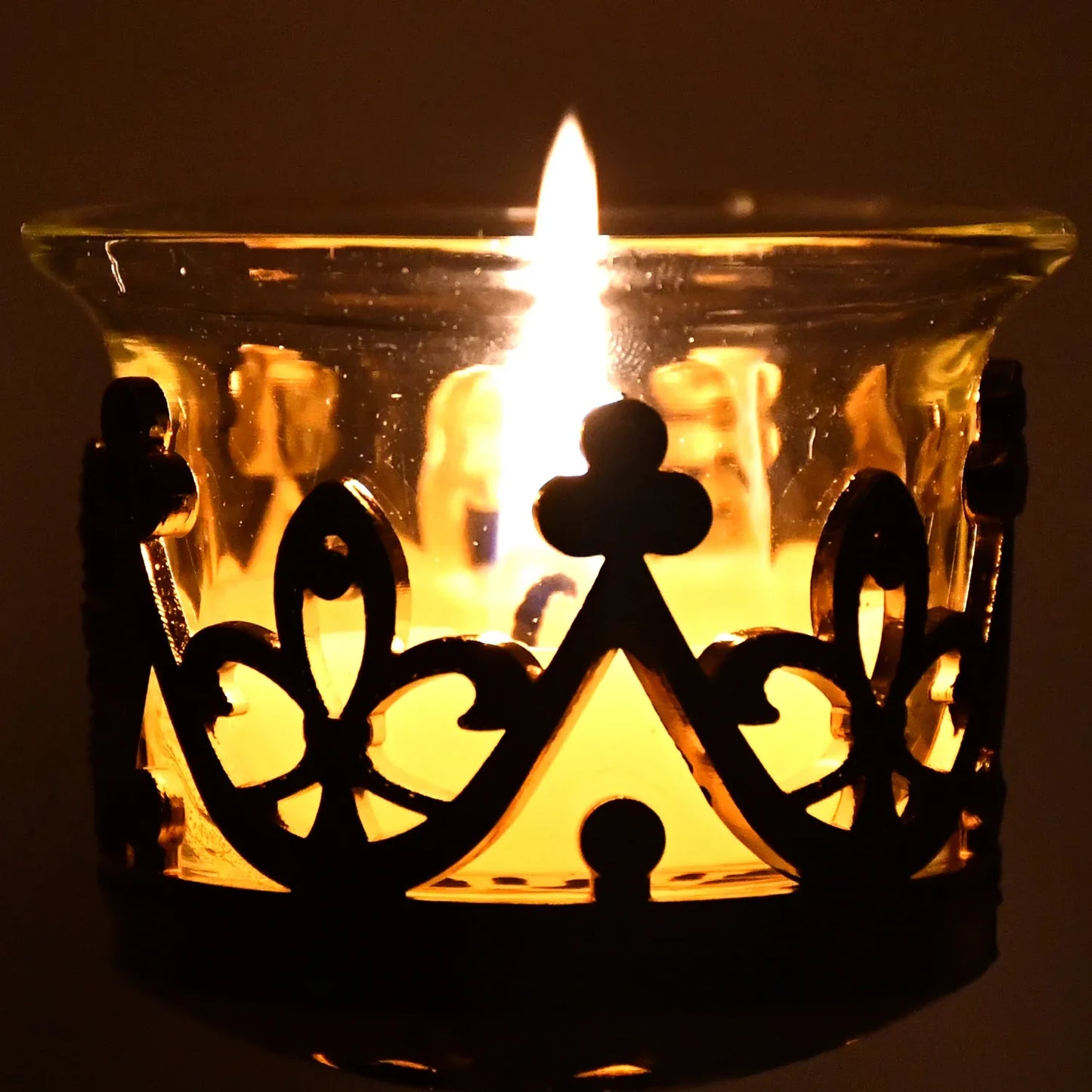 Flower Diwali Candle Holder With Plastic Stand (1 Set) - Zidbik