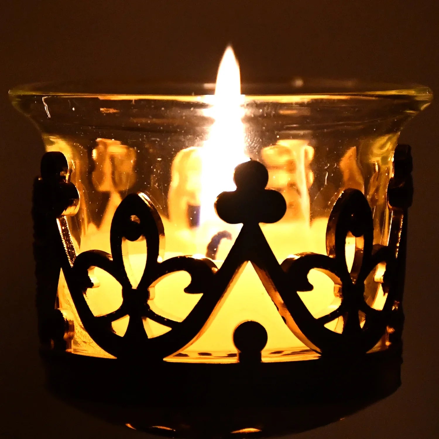 Flower Diwali Candle Holder With Plastic Stand (1 Set) - Zidbik