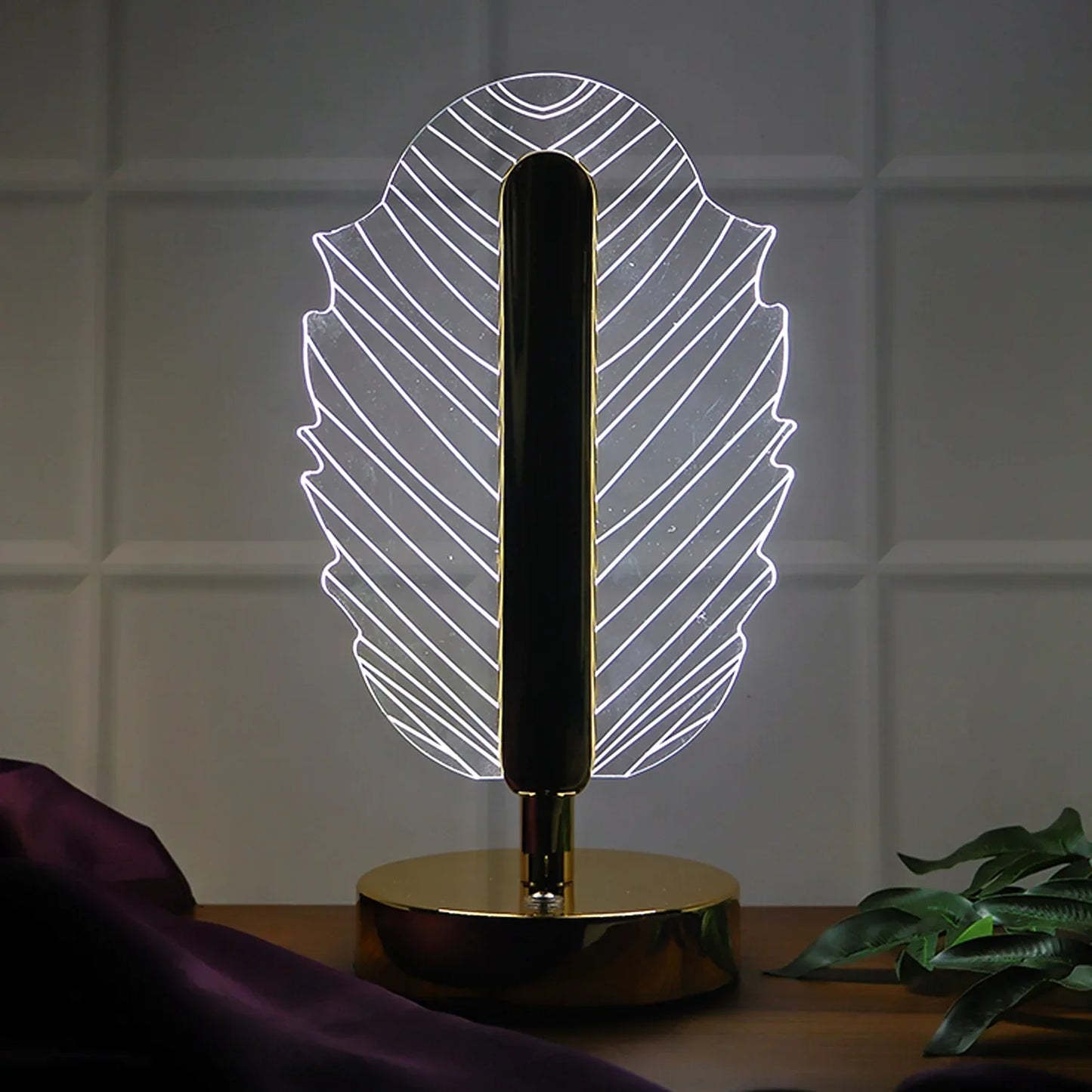 Premium Leaf Shape Crystal Table Lamp (1 Pc) - Zidbik