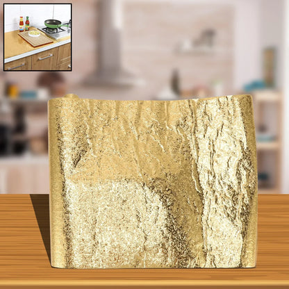 Oil Proof Sticker Waterproof Self Adhesive Aluminum Foil Wallpaper (60 Cm2m Golden 1 Pc) - Zidbik