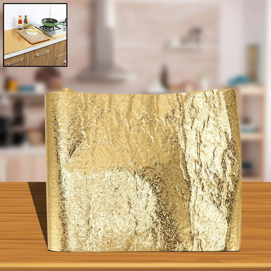 Oil Proof Sticker Waterproof Self Adhesive Aluminum Foil Wallpaper (60 Cm2m Golden 1 Pc) - Zidbik