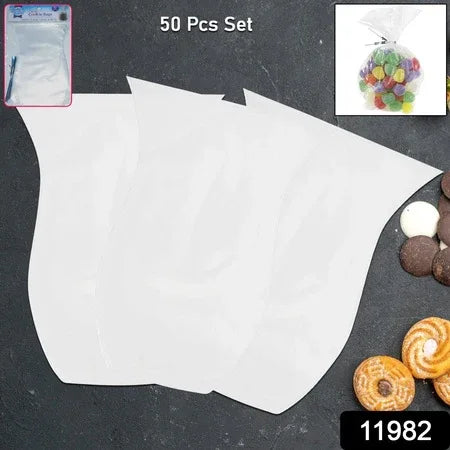 Clear Cookie Bags Gift Bag Clear Flat Treat Bags (50 Pc Set) - Zidbik