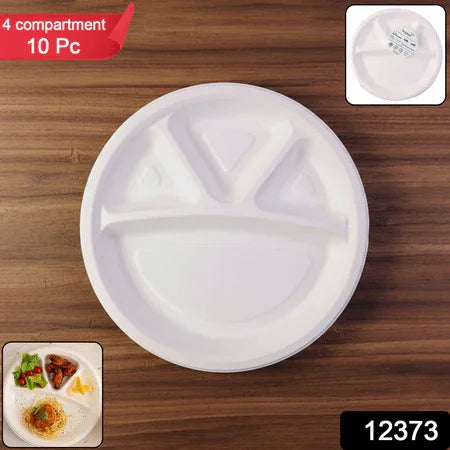 Vegnar 4 Compartment Disposable Food Serving Plate Set (10 Pc) - Zidbik