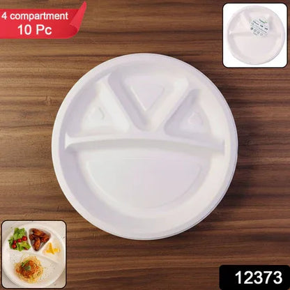 Vegnar 4 Compartment Disposable Food Serving Plate Set (10 Pc) - Zidbik