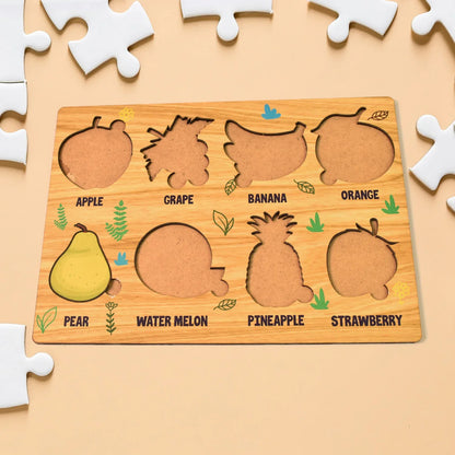 Wooden Fruits Puzzle Learning Educational Board (1 Set 2820 Cm) - Zidbik