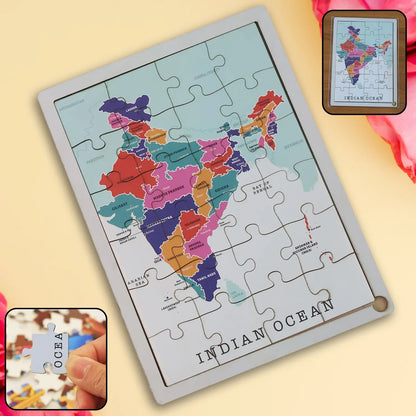 Wooden India Map Puzzle - (1 Set) - Zidbik