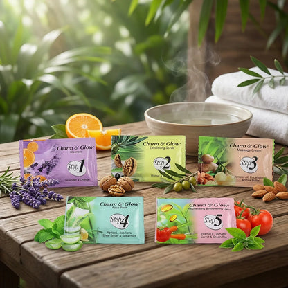Charm Glow 5-step Herbal Facial Kit (1 Pc) - Zidbik