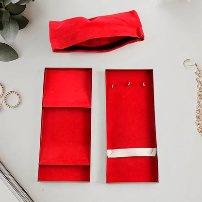 Premium Stainless Steel Velvet Lined Jewellery Storage Box With Lock And Red Interior - Zidbik
