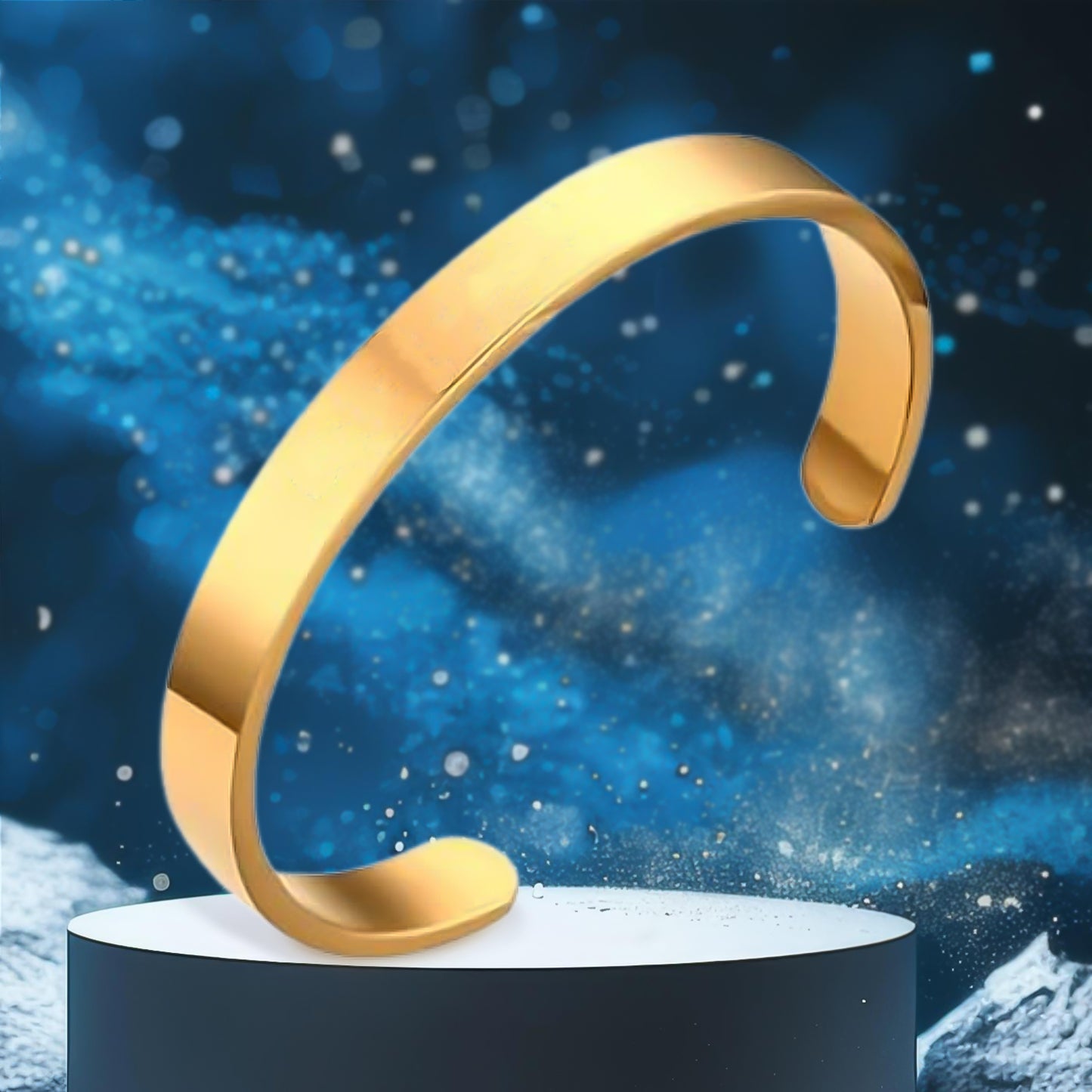 Elegant Gold Finish Open Cuff Bracelet Kada (1 Pc) - Zidbik