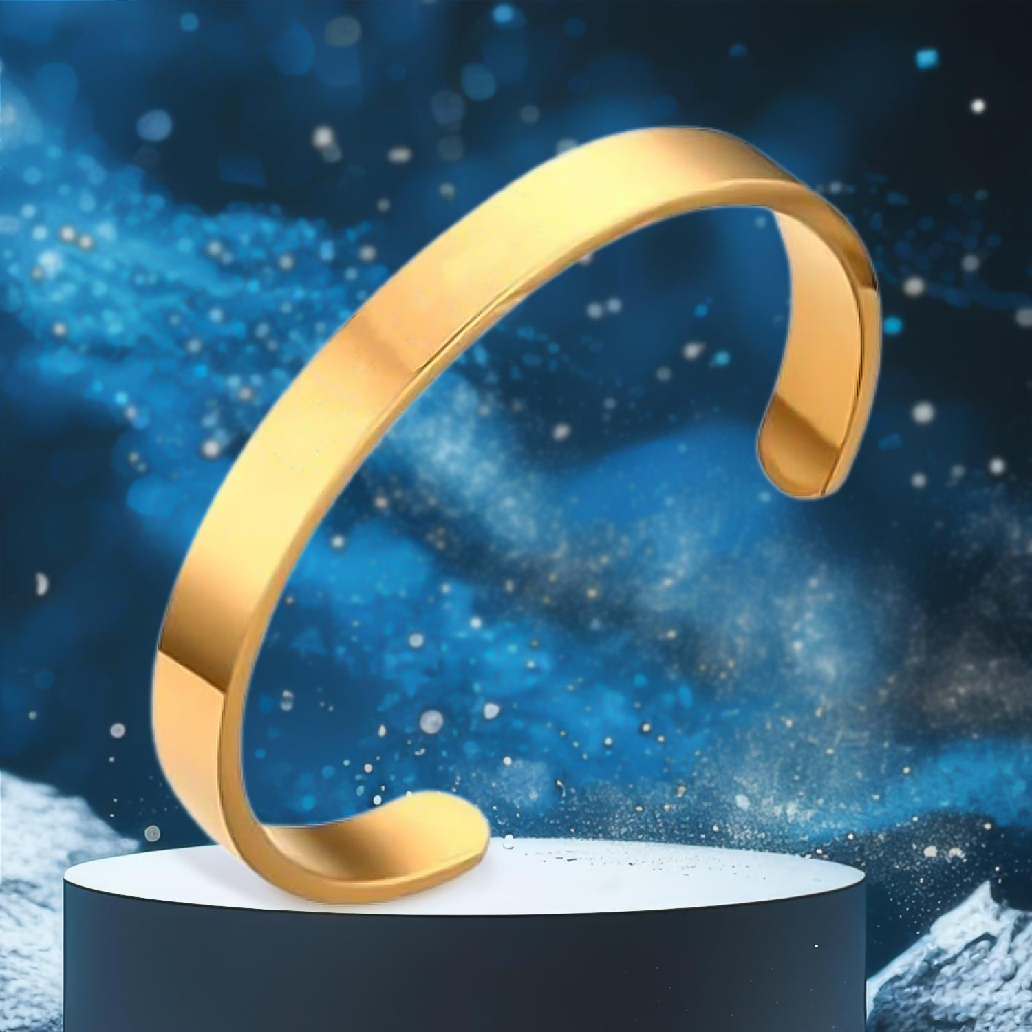 Elegant Gold Finish Open Cuff Bracelet Kada (1 Pc) - Zidbik