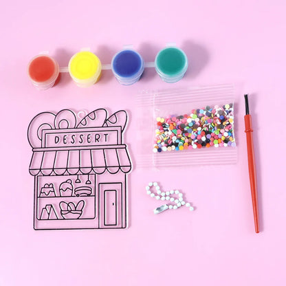 Kids Paint Coloring Craft Activity Set With Beads (Mix Design 1 Set) - Zidbik