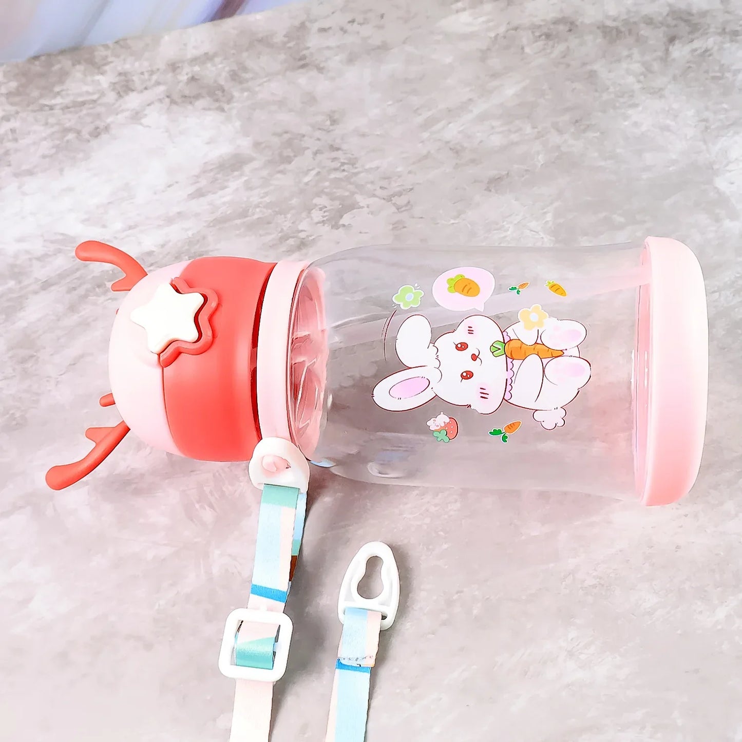 Cute Cartoon Water Bottle Approx 450ml (1 Pc) - Zidbik
