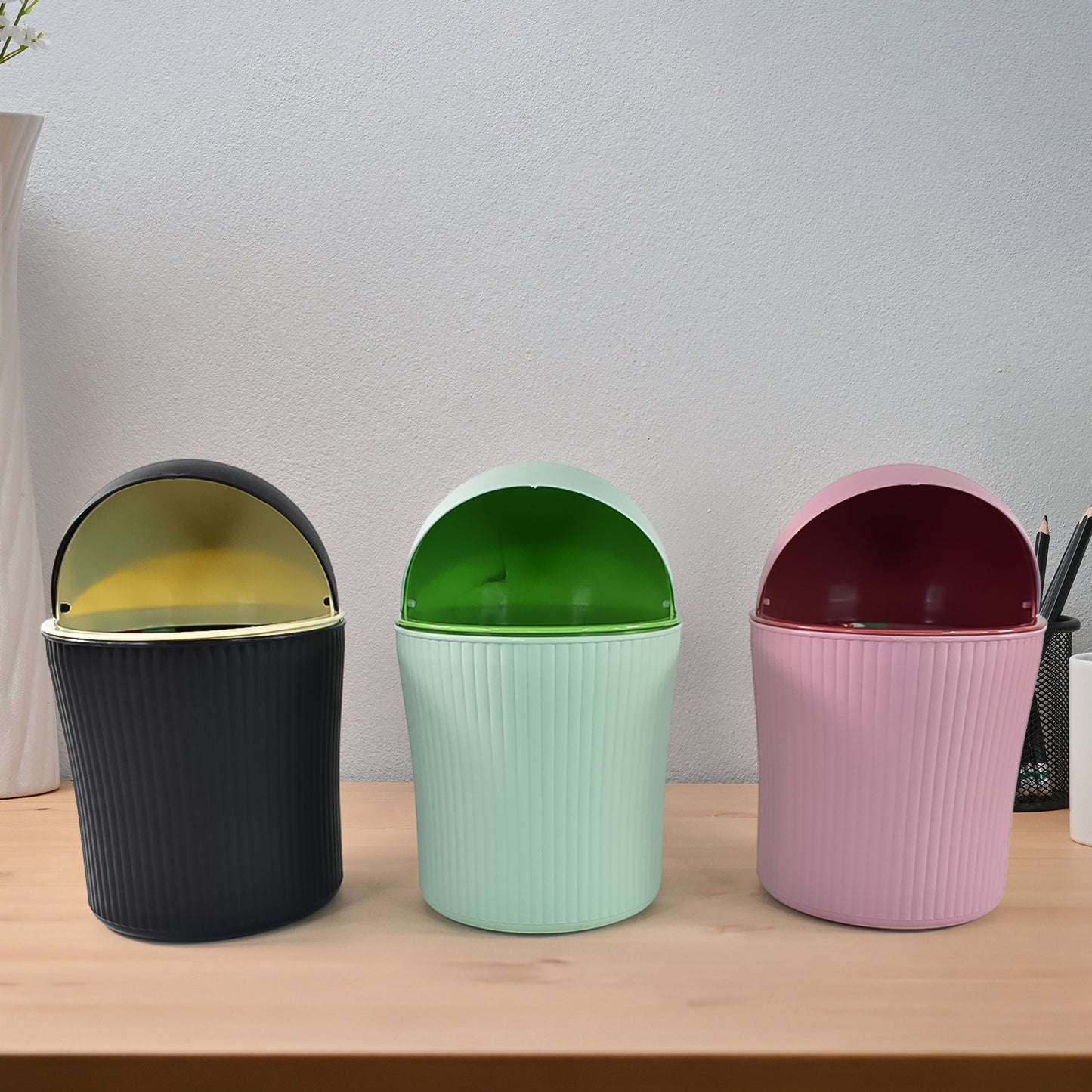 Apex Mini Tabletop Dustbin (1 Pc  1200 Ml  Mix Color) - Zidbik