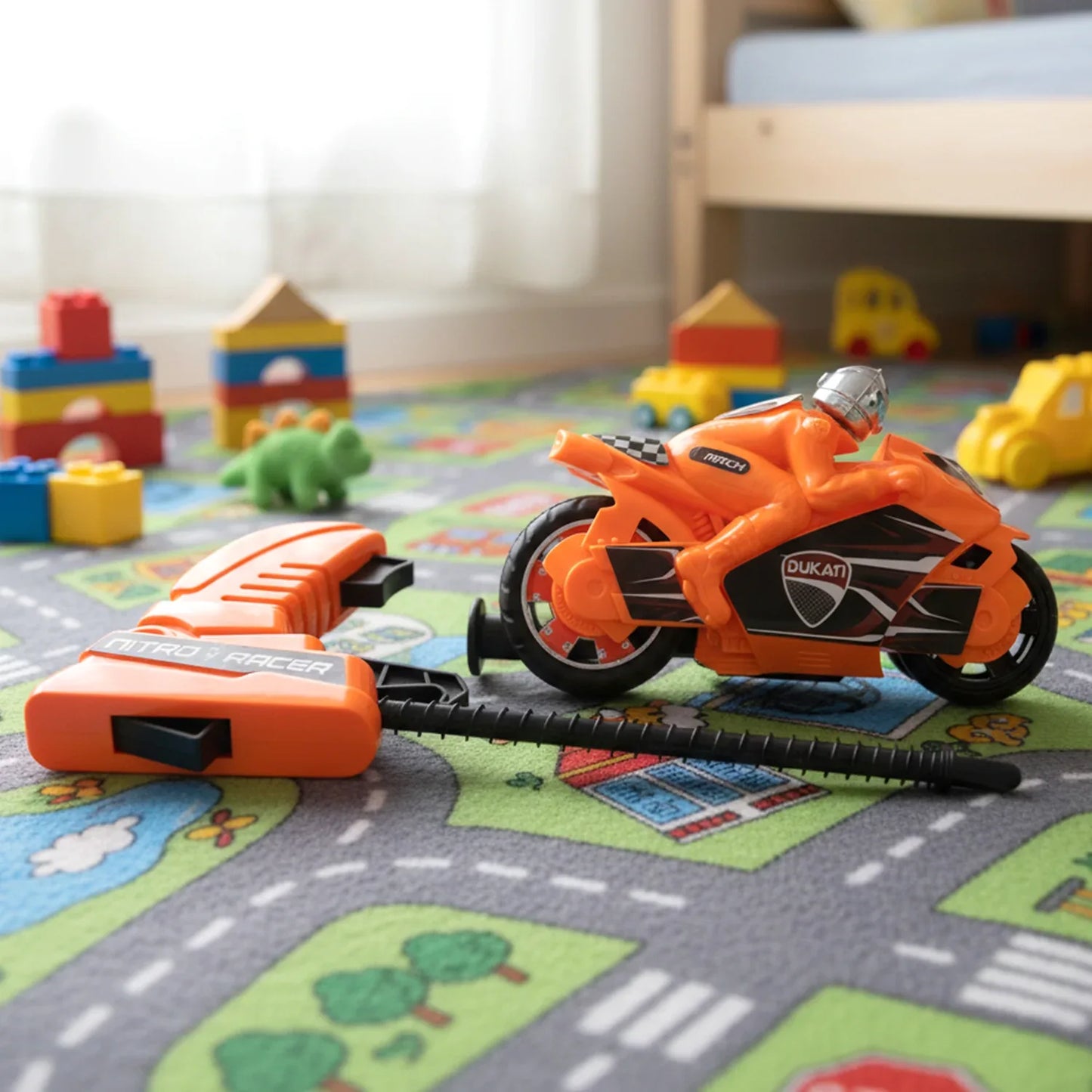 Launcher Bike Racing Toy For Kids With Manual Pull Launcher - Zidbik