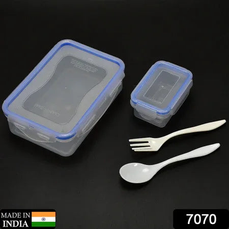 7070 Multipurpose Air Tight 4 Side Lock Food Grade Lunch Box With Small Square Container - Zidbik