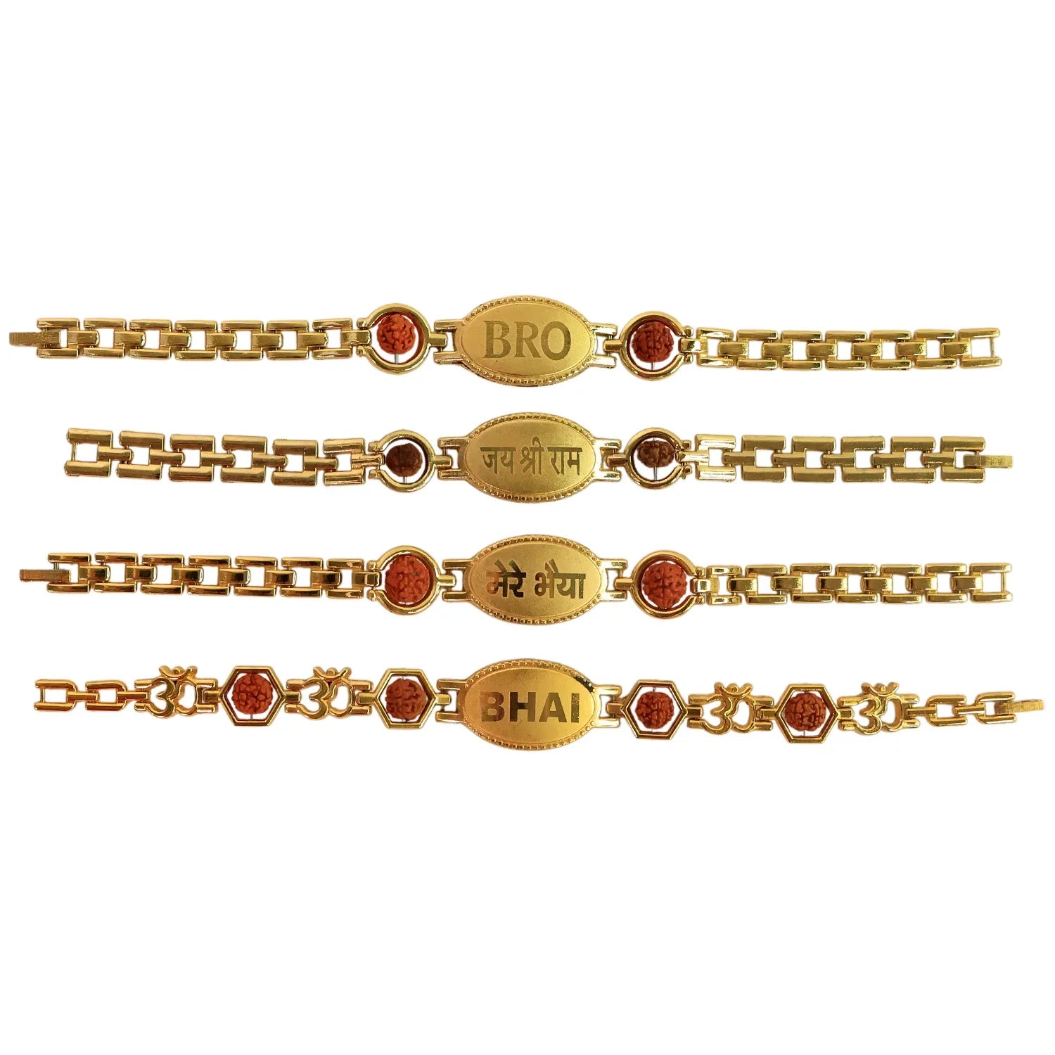 Gold Plated Metal Bracelet Rakhi For Brother (1 Pc) - Zidbik
