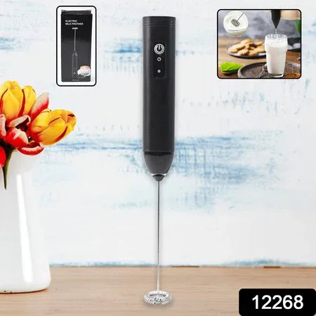 Small Electric Handheld Milk Frother With Stainless Steel Whisk (1 Pc) - Zidbik