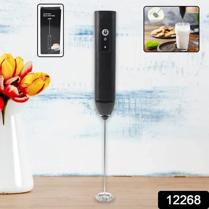 Small Electric Handheld Milk Frother With Stainless Steel Whisk (1 Pc) - Zidbik