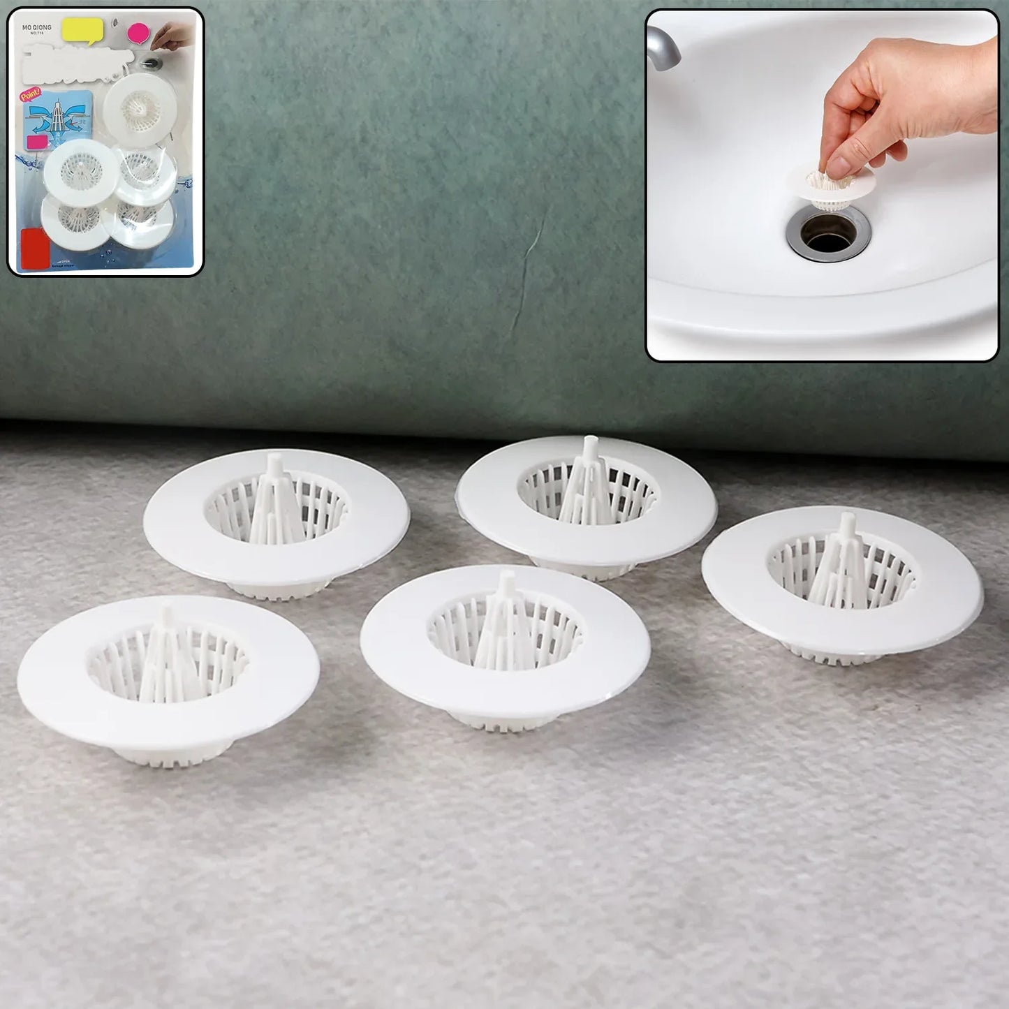 5 Pcs Multipurpose Sink Drain Hair Catcher Strainer Filter (3045 Mm) - Zidbik