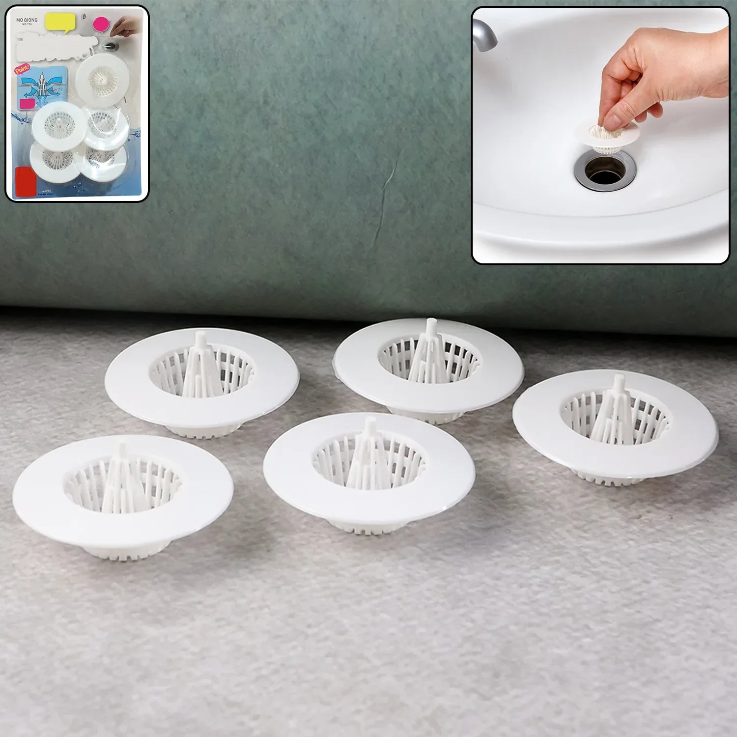 5 Pcs Multipurpose Sink Drain Hair Catcher Strainer Filter (3045 Mm) - Zidbik