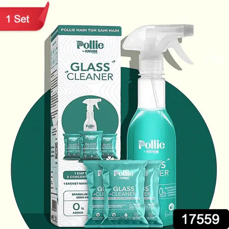 Pollic Kadam Concentrated Glass Mirror Cleaner Refill Kit With Reusable Spray Bottle - Zidbik