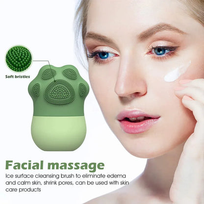 7234 Ice Roller For Face Massage Eye Anti-leak Silicone Ice Face Roller Ice Mould With Cleansing Brush Ice Facial Roller For Eliminate Edema Calm Skin Shrink Pore Women Skin Care - Zidbik