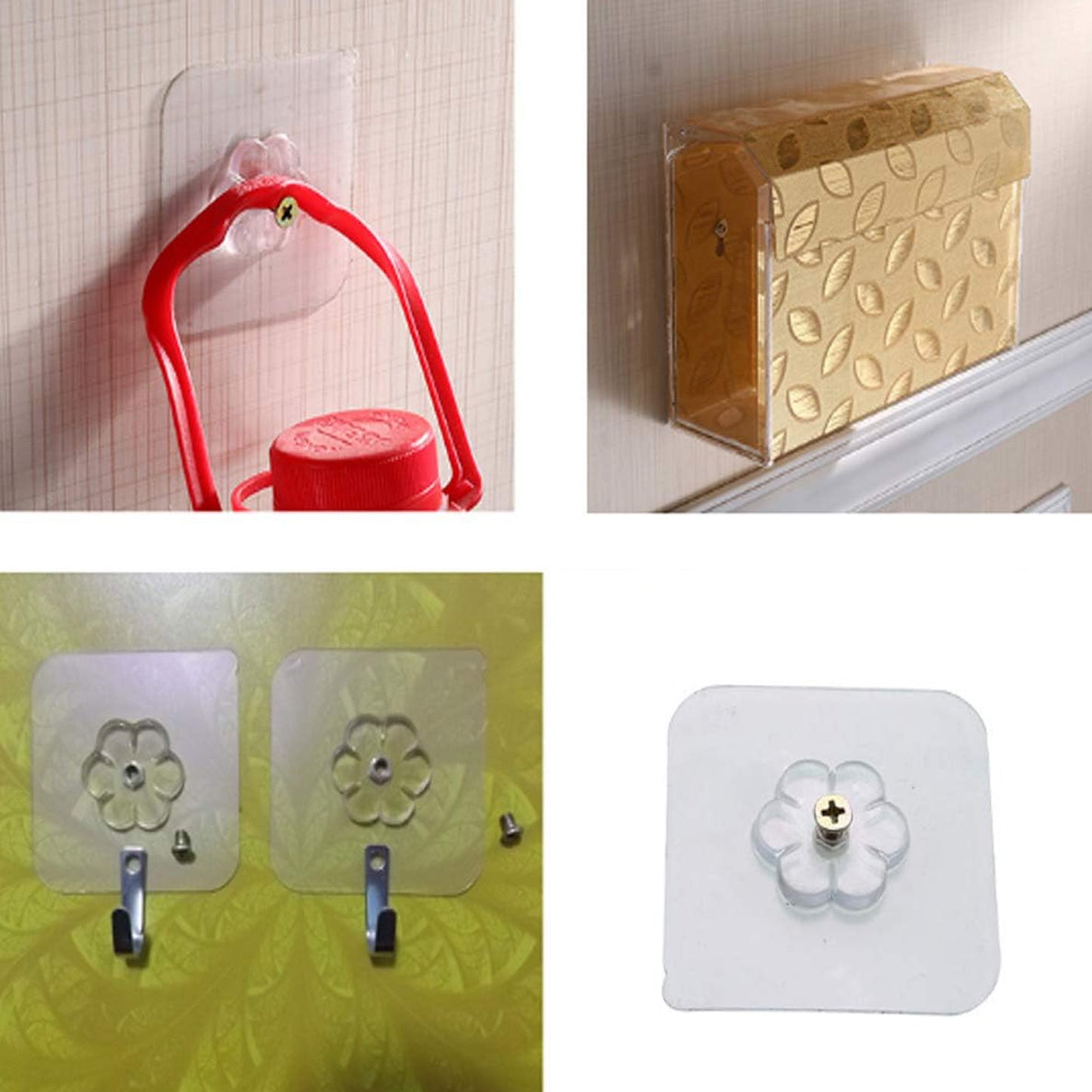 Self Adhesive Hooks Sticker  Screw Nut And Bolt Type (4 Pcs Set) - Zidbik