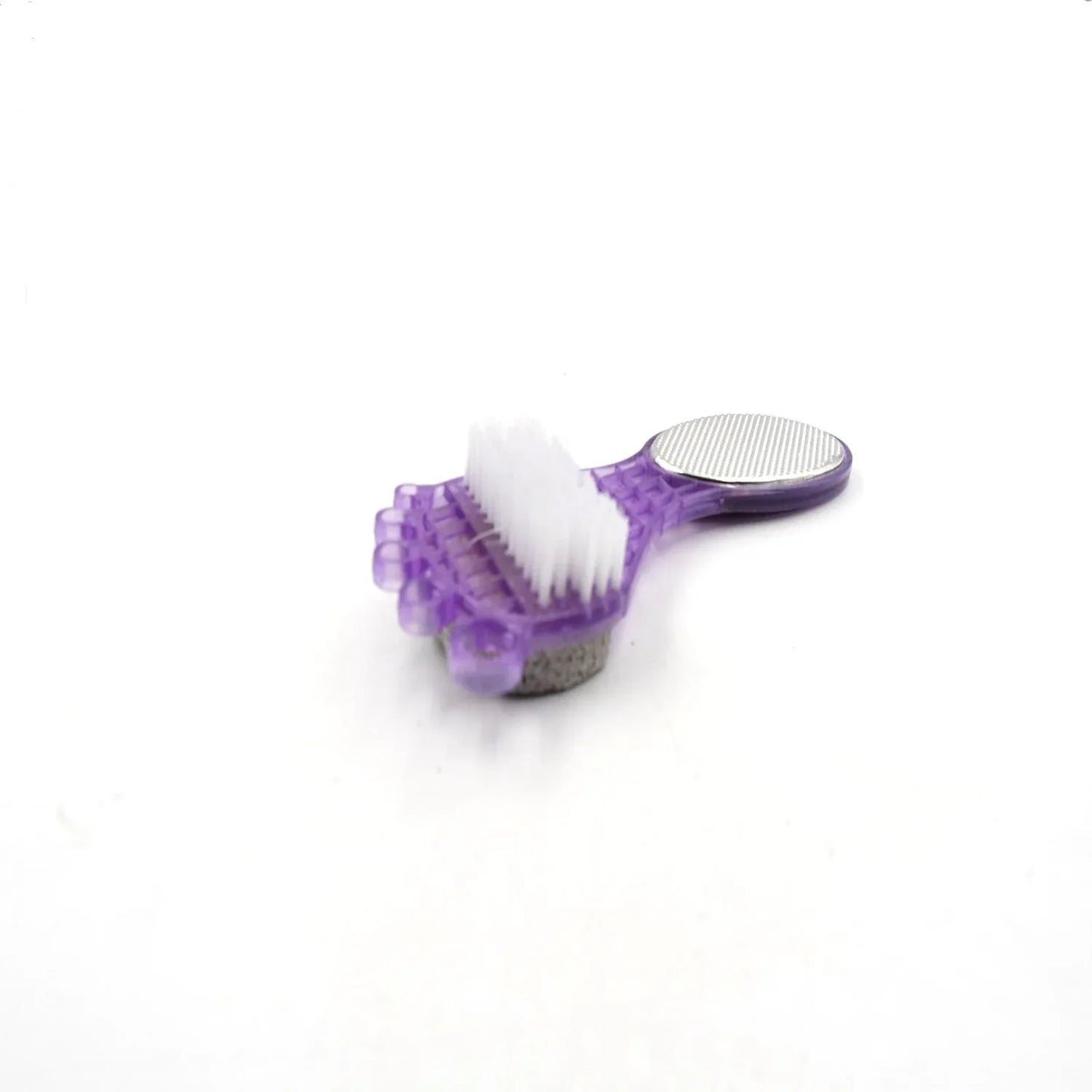 6993 4 In 1 Pedicure Tool For Rough Dry Feet Dual-sided With Pumice Stone Soft Brush Steel Scrubber Emery File Softens Hard Foot Corns Calluses Cleanses Smoothens Dull Feet - Zidbik