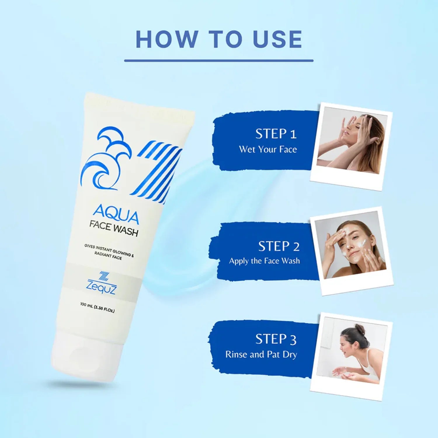 Zequz Aqua Face Wash - (1 Pc 100ml) - Zidbik