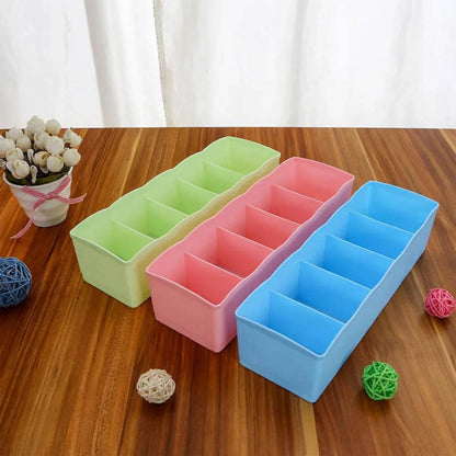 12680 Multi-function Desktop Drawer Storage Box Clothing Organizer 5 Grid Storage Box Underwear Socks Ties Organizer Box (4 Pc Set) - Zidbik