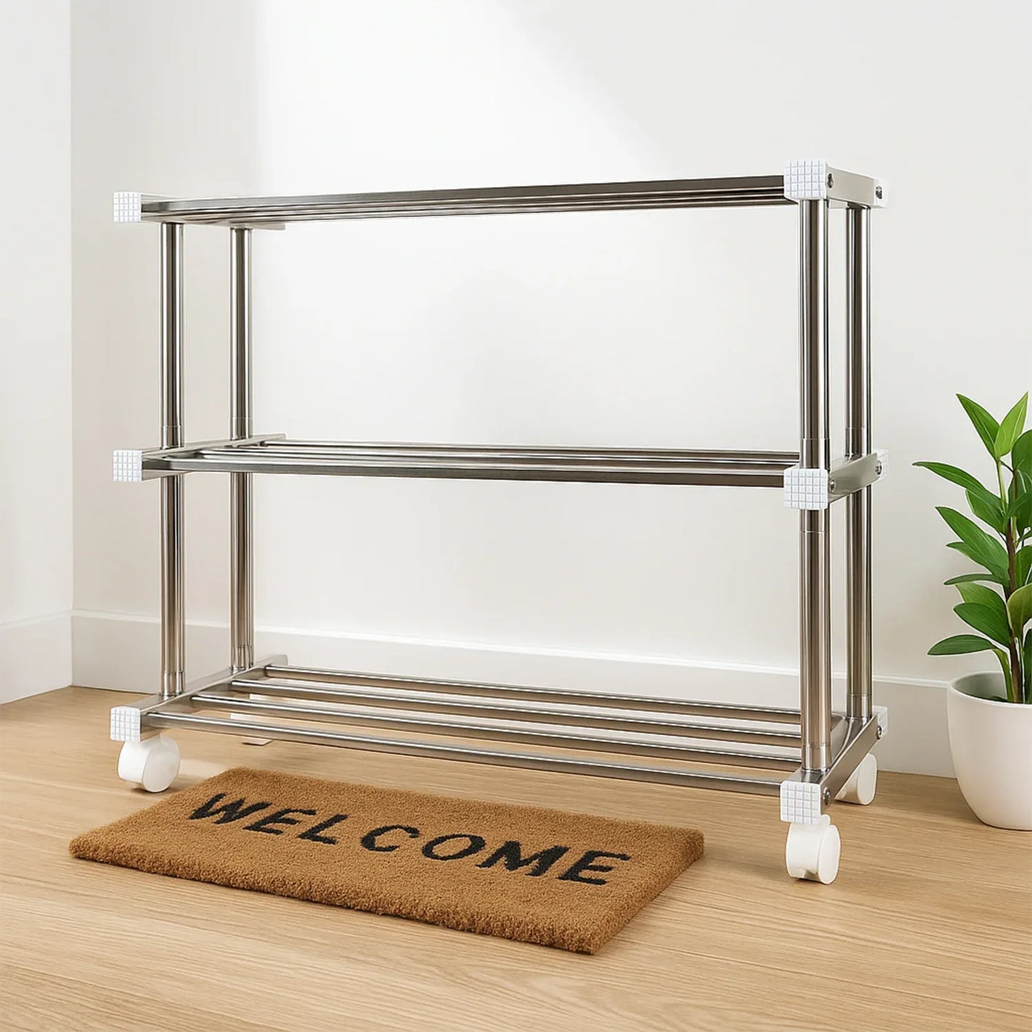 Supermom Stainless Steel Multipurpose Shoe Storage Rack - (1 Pc) - Zidbik