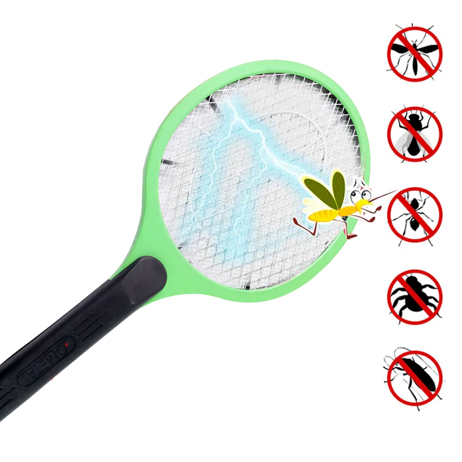 Green Rechargeable Electric Mosquito Killer Racket With Cable - Zidbik