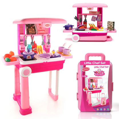 3 In 1 Kitchen Set For Kids Portable Pretend Play Toys For Kids With Suitcase (1 Set) - Zidbik