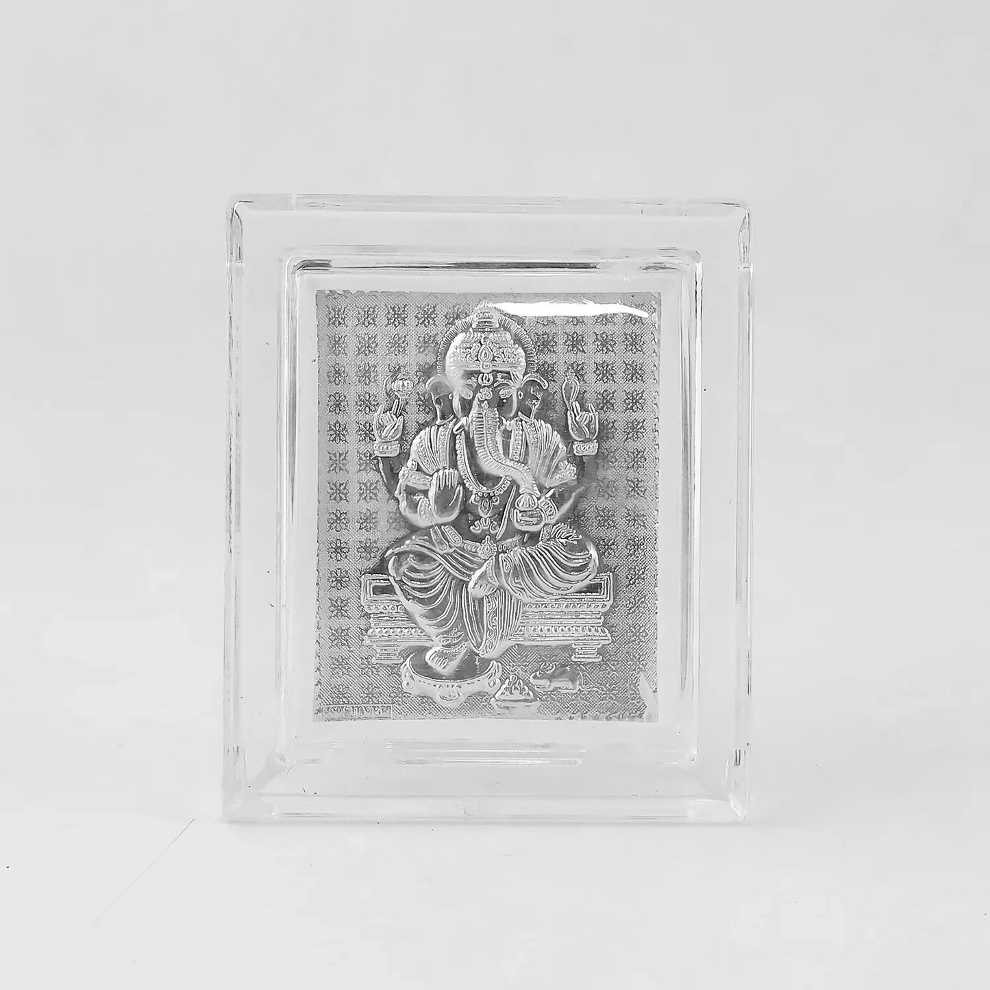 Embossed Silver-plated Lord Ganesha Photo Frame (1 Pc) - Zidbik