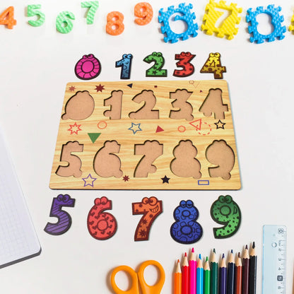 Wooden Number Puzzle Learning Educational Board (1 Set 2820 Cm) - Zidbik