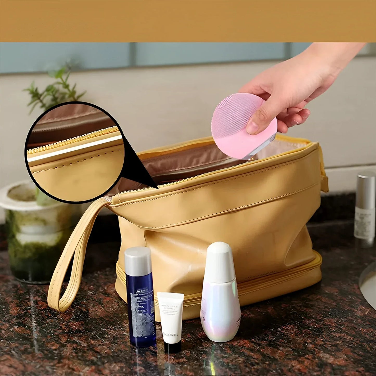 Spacious Cosmetic Makeup Storage Bag (1 Pc) - Zidbik