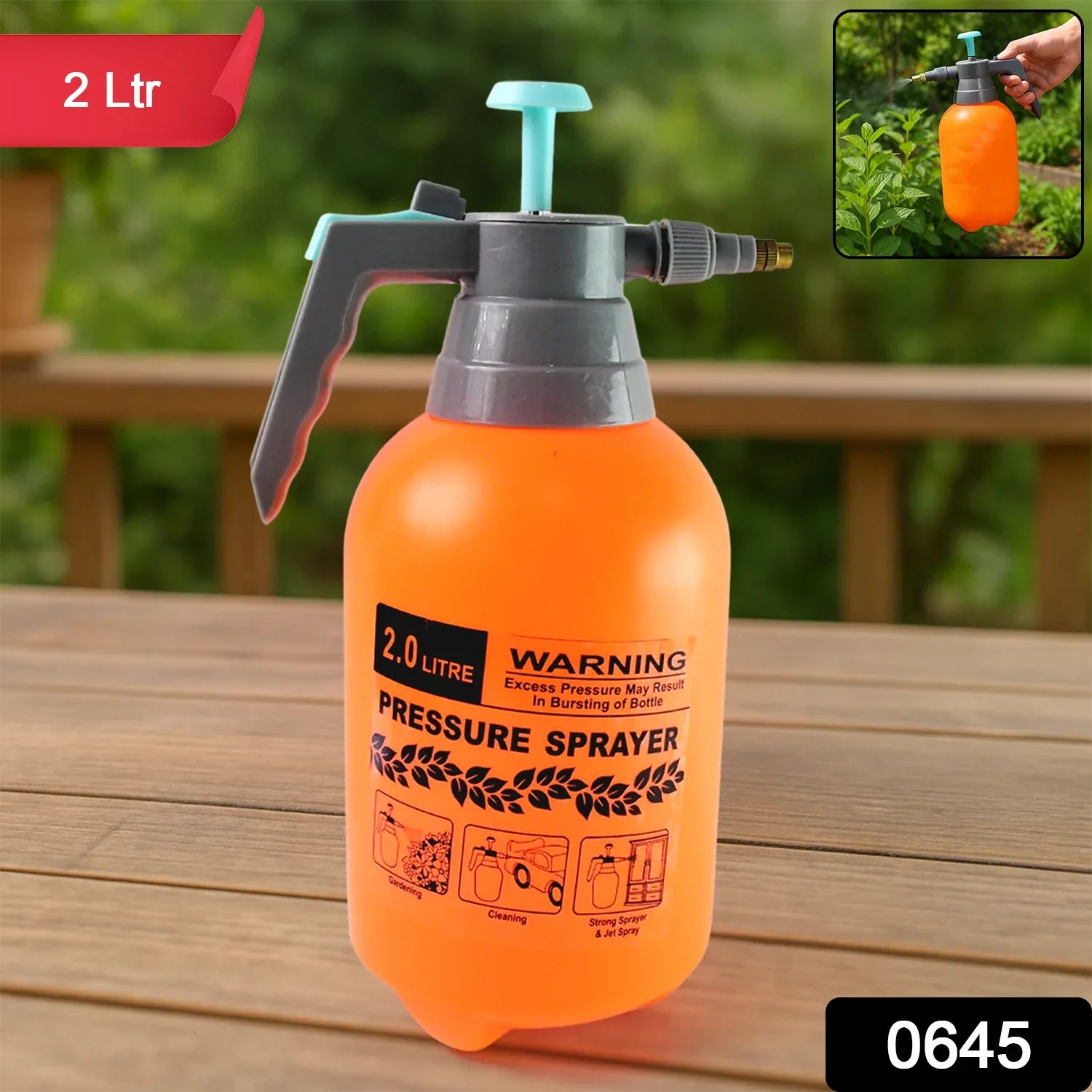 0645 Water Sprayer Hand-held Pump Pressure Garden Sprayer - 2 L - Zidbik