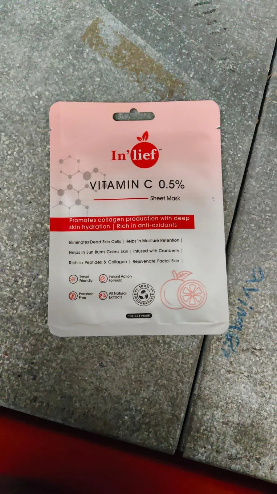 Inlief Vitamin C 0.5 Hydrating Brightening Facial Sheet Mask (1 Pc) - Zidbik