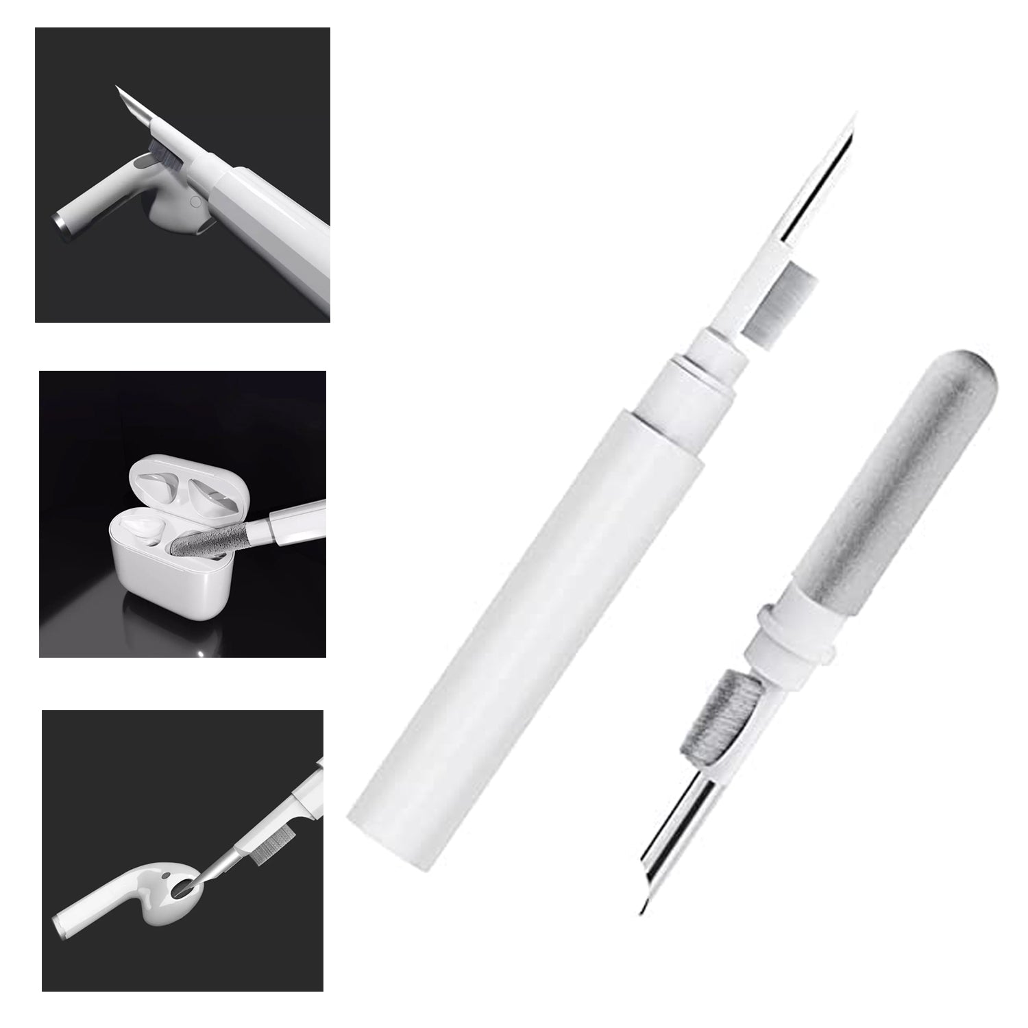 6188 3 In 1 Earbuds Cleaning Pen For Cleaning Of Ear Buds And Ear Phones Easily Without Having Any Damage. - Zidbik