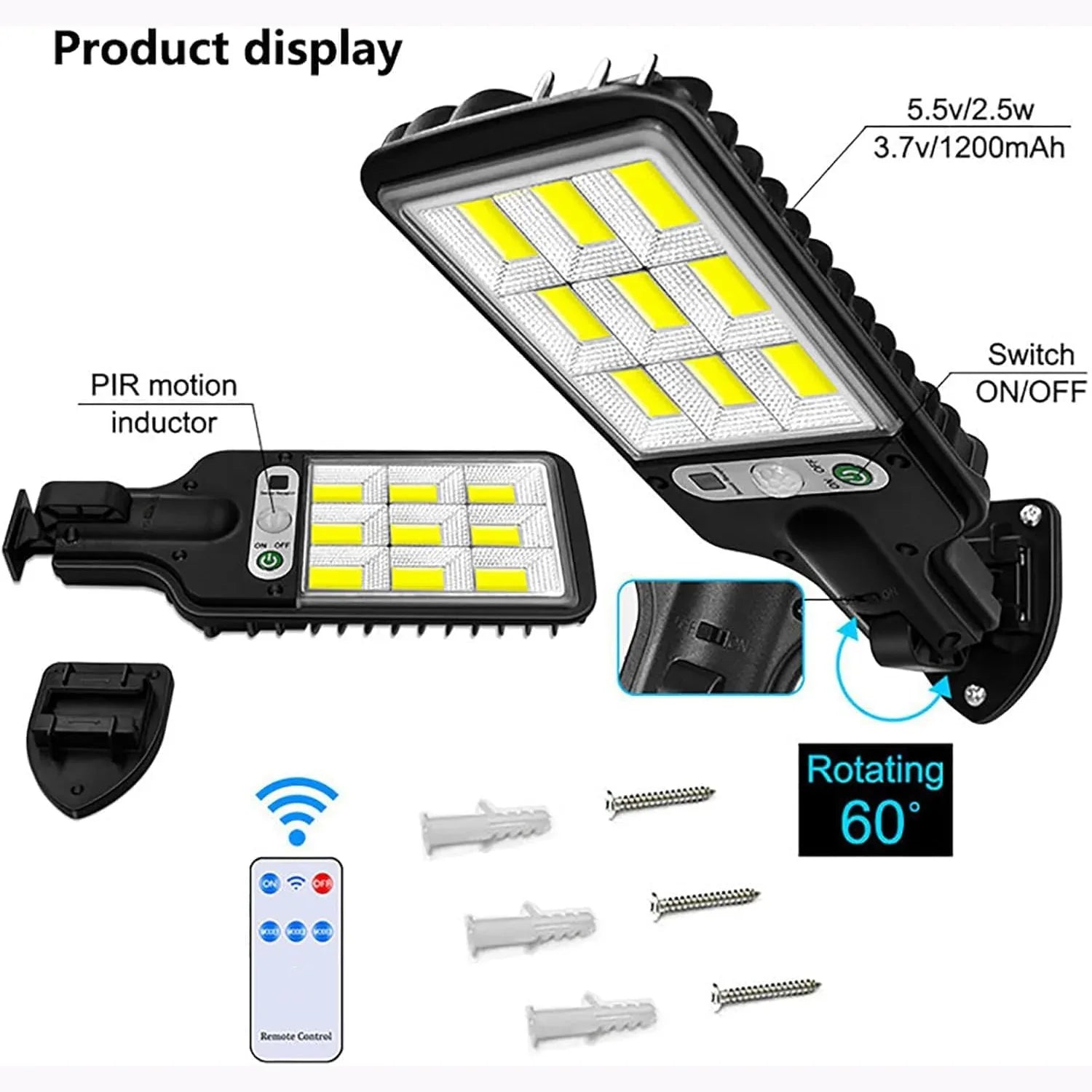 High-power Solar Led Street Light With Motion Sensor Remote Control - Zidbik